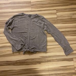 Barefoot Dreams Grey Tie-Front Sweater